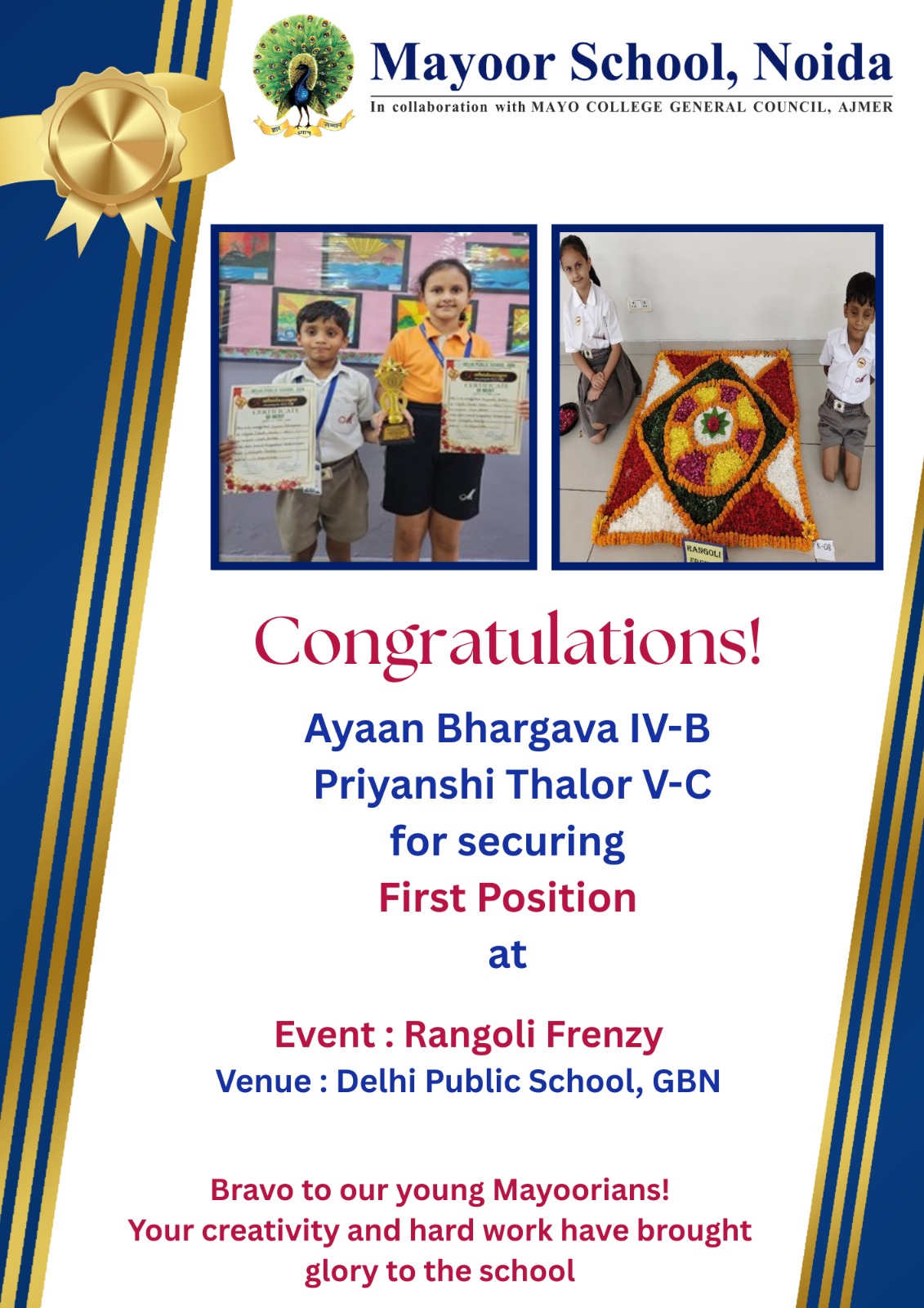 Young Mayoorians Shine Bright at Rangoli Frenzy!